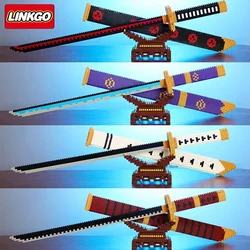 One Piece Sword Linkgo Micro Building Blocks  DIY Demon Knife Blade Swords Frame Arms Equipage Accessories Game Model Toys gift