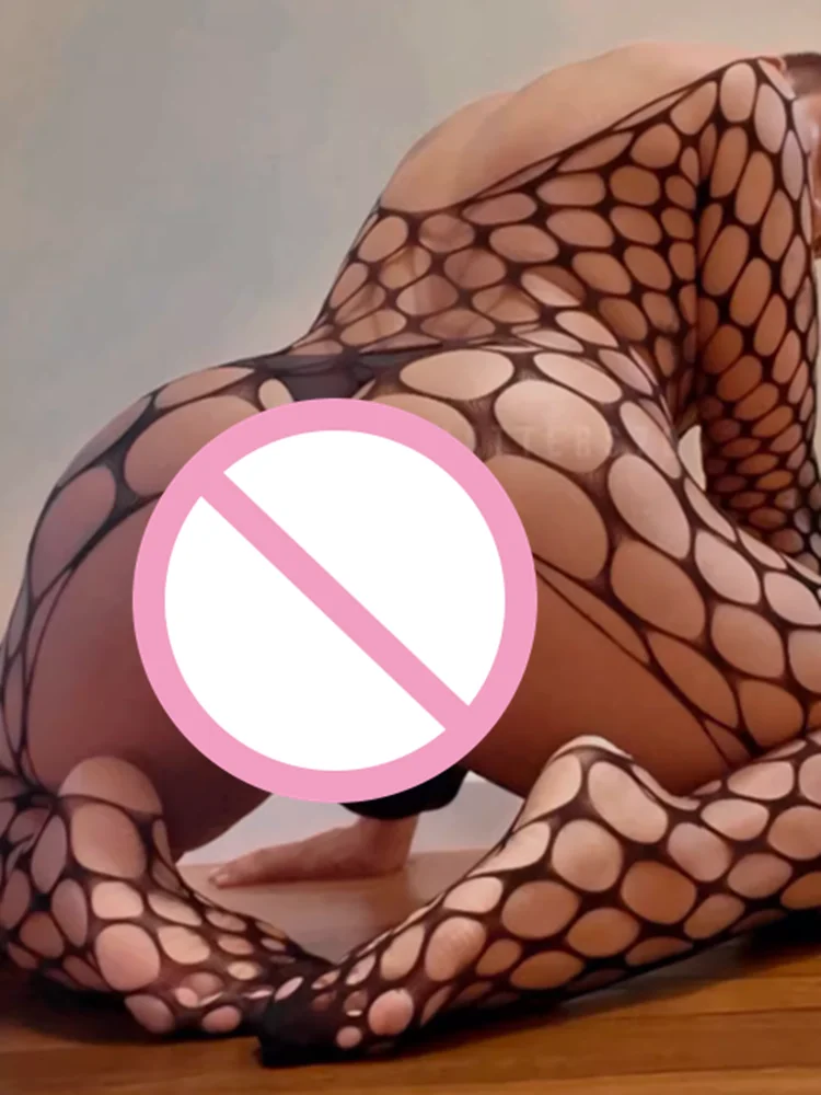 Hot Sexy Men Fishnet Hollow Pantyhose See Through Bodystockings Open Crotch Full Body One Piece Sexy Lingerie Erotic Underwear