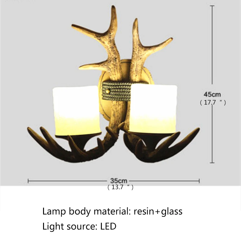 TINNY Nordic Antlers Wall Sconce Lamp Retro Creative Resin LED Interior Lights For Decor Home Living Room Bedroom Aisle