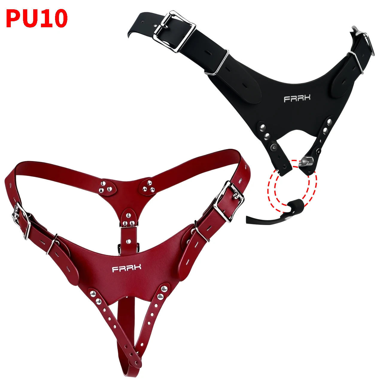 FRRK BDSM Femboy Chastity Belt PU Leather Multi-Style Penis Lock Assisted Restraint T-Pants Adult Game Erotic Accessory For Men image 3