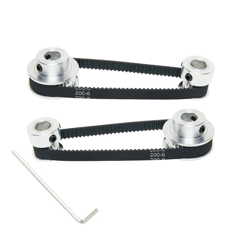 2PCS Set GT2 Synchronous Wheel 20&36 Teeth 5mm Bore Aluminum Timing Pulley with 2PCS Length 200mm Width 6mm Belt