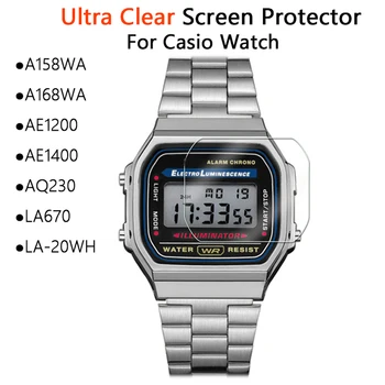 Casio A158WA A168WA AE1200 AE1400 AQ230 LA670 için 3 adet LA-20WH W800H-1AV B650WC B640WC ekran koruyucu PET şeffaf Film değil cam