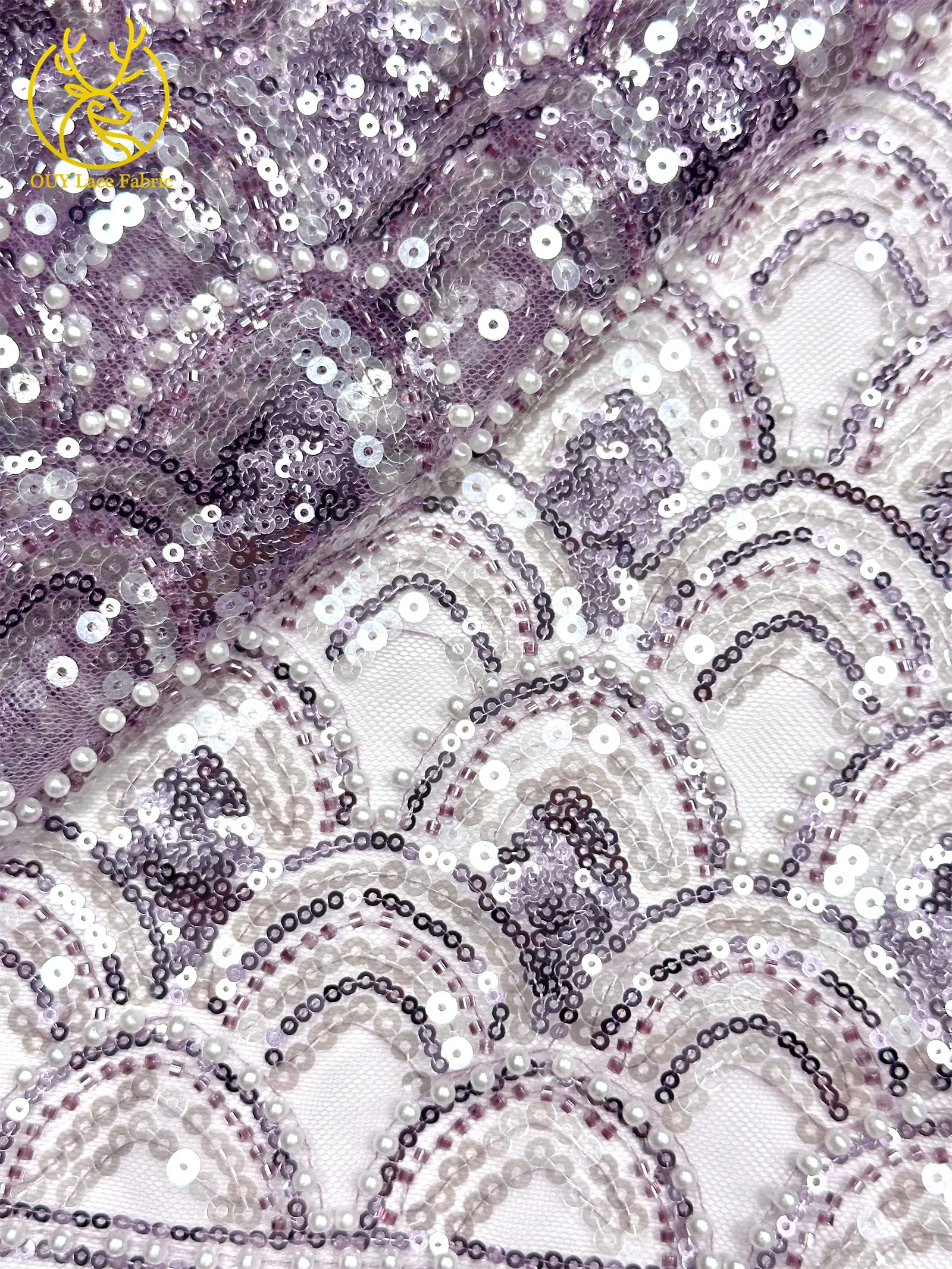 2026 Luxuriöser Afrikanischer Perlen-Spitzenstoff 5 Yards Hochwertiger Nigerianischer Französischer Pailletten-Tüll-Spitzenstoff Ideal für Hochzeiten und Bankette – Detail 20