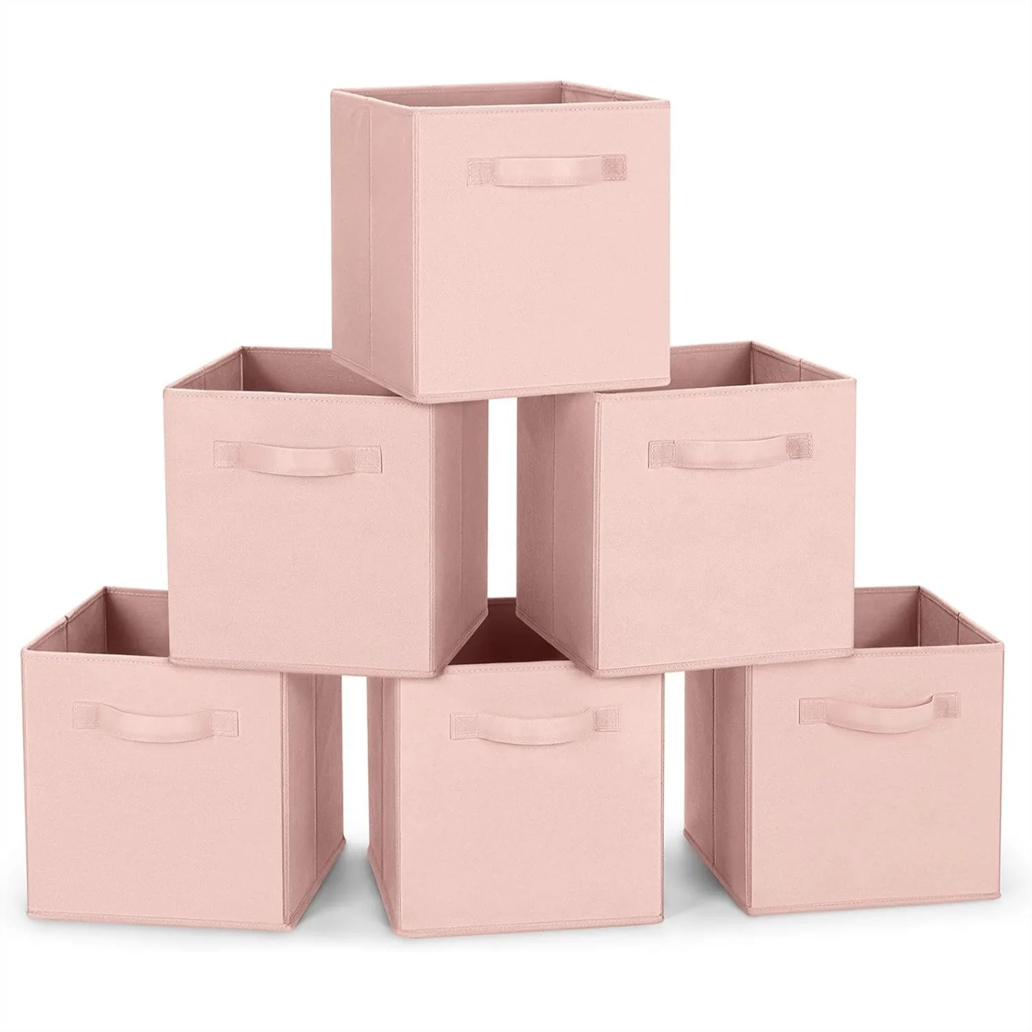 

Складные тканевые корзины для хранения, 10,5x10,5x11 дюймов, розовые, набор из 6 штук, для дома, спальни, шкафа, органайзер для ящиков