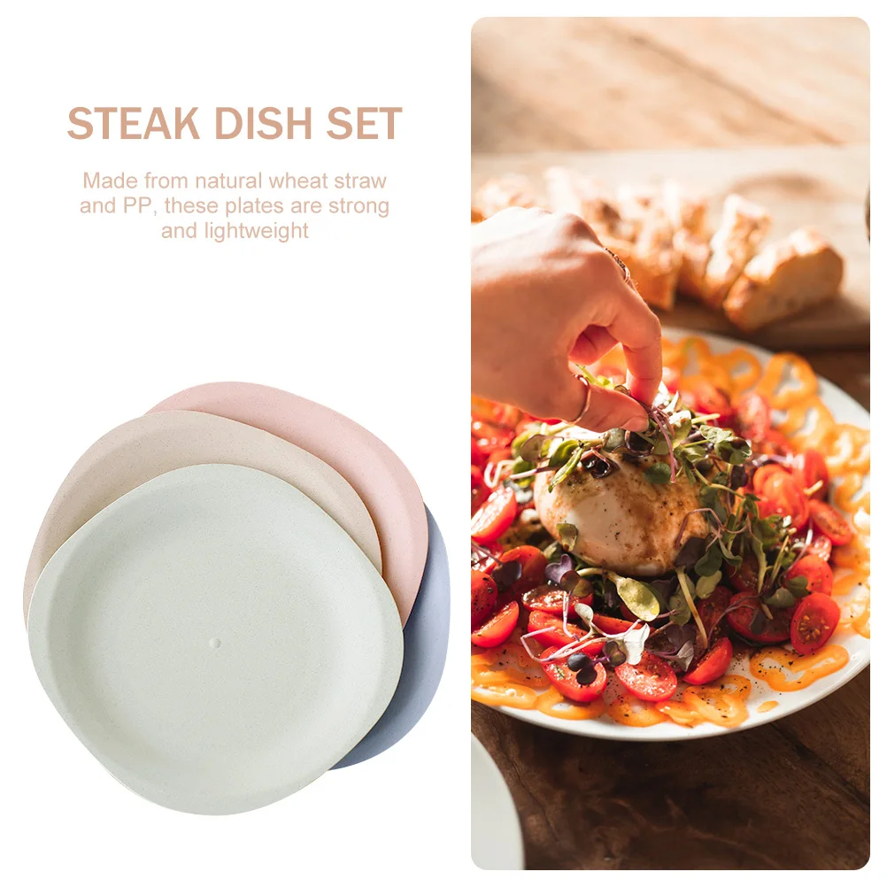 

4Pcs Wheat Straw Round Serving Dishes Practical Multi-Functional Snack Plates Food Storage Relish Seasoning Holder