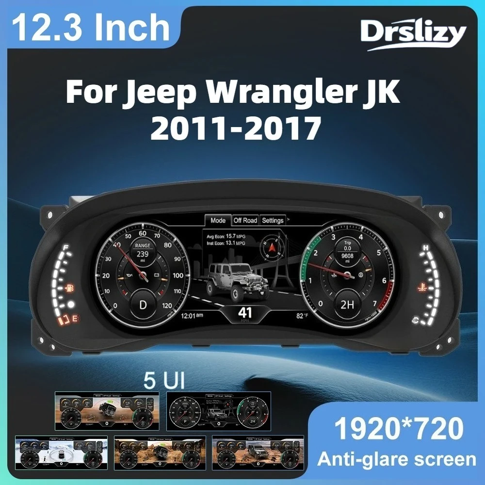 

Приборная панель для Jeep Wrangler JK 2011-2017, кластер, экран 60 Гц, цифровой спидометр, ЖК-дисплей, приборная панель, 5 + 4 цвета, антибликовый интерфейс