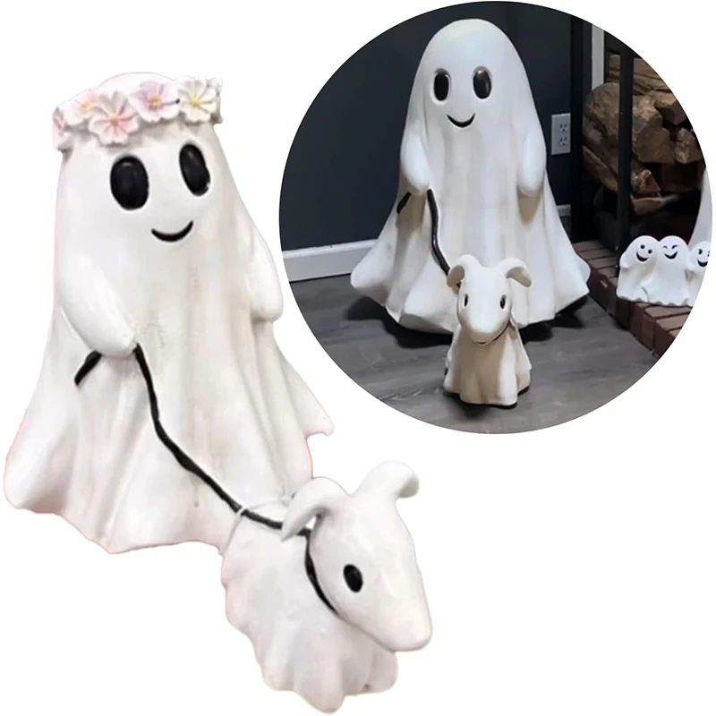 Estatua de perro fantasma que camina para Halloween, adornos de resina interesantes, decoración creativa para el hogar, regalo