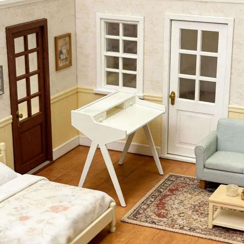 

New Miniature Dressing Table Dollhouse Vanity Table Side Table Model Dollhouse Bedroom Furniture Decor Micro Scene Ornaments