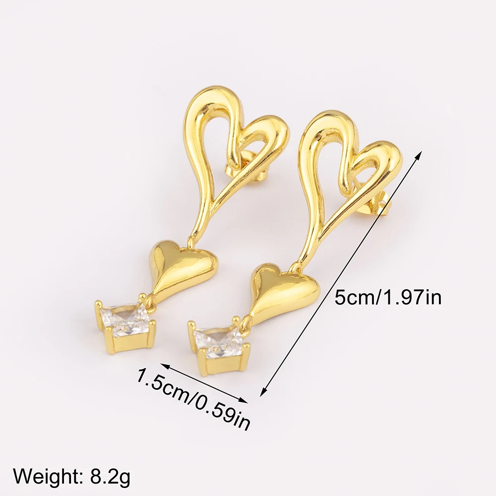 Classic New Design Love Heart Shape Zircon Charm Stud/Drop Earrings For Women Irregular Geometric Ear Jewelry Accessories Gifts