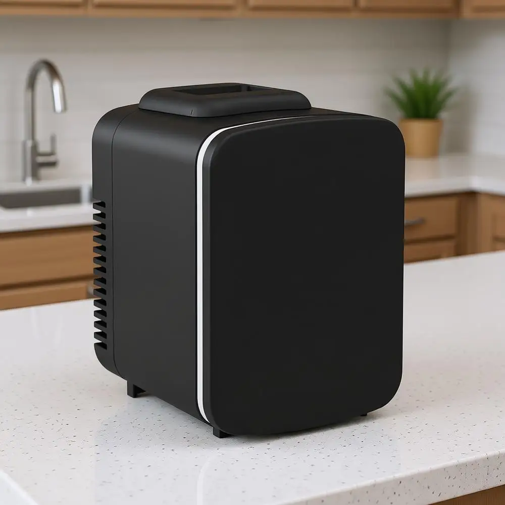

4L Mini Portable Cooler & Warmer, Compact Storage for Skincare, Beverages, Cosmetics, Bedroom, Office, Black