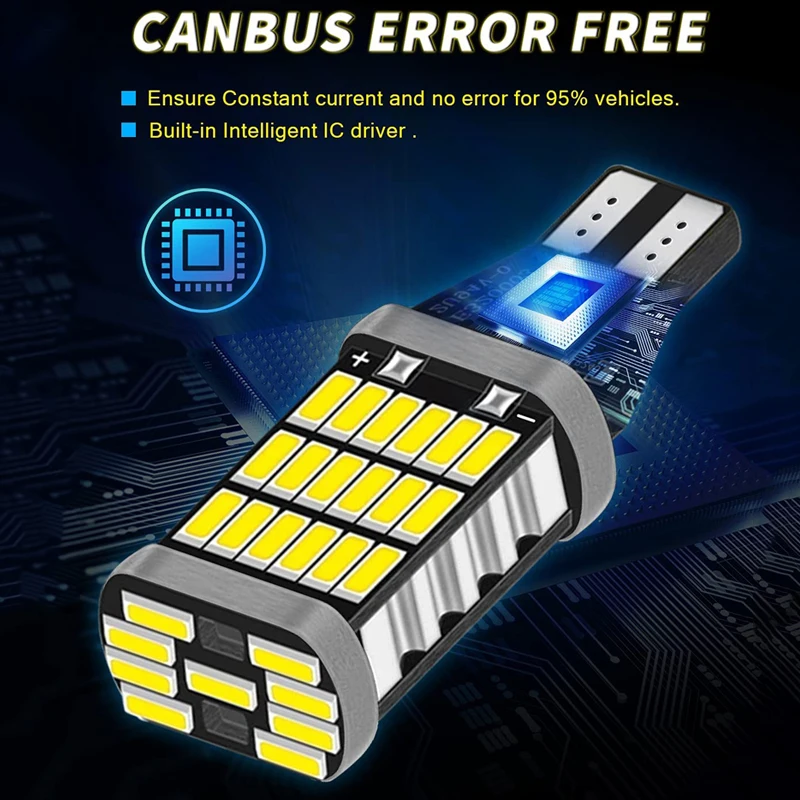 2/8 PCS T15 912 921 LED Bulbs Canbus Error Free 12V 24V High Power 4014 45SMD 7000K White Car Backup Reverse Parking Lights