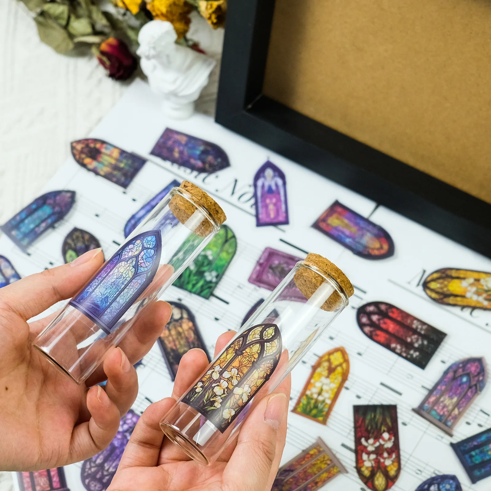 10/30/50PCS Fashion Vintage Europese Stijl Gekleurde Glazen Venster Serie Stickers voor Water Cup Telefoon Computer notebook Briefpapier