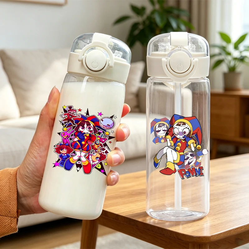 

The Amazing Digital Circus 400ml Transparent Water Bottle for Men Women Anime Cartoon Printed Cups Students Fashion Water Cup