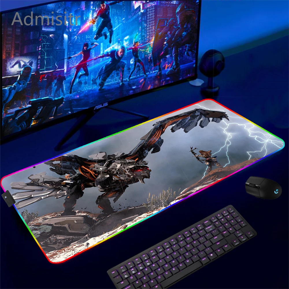 XXL RGB Gaming Colorful Mouse Pads Horizon Zero Dawn Mousepad HD Print Gamer Luminescence Large Desk Mat Computer LED Mouse Mats