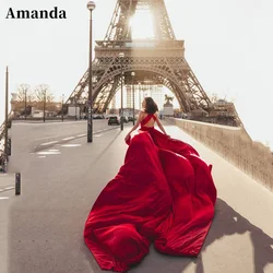 Amanda-Robe de Soirée Sexy à Dos aux, Robe de Bal Longue avec Traîne, Personnalisée, Bordeaux