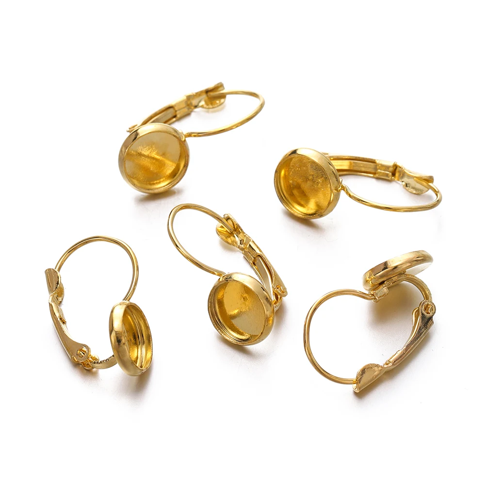 10pcs/Lot Classic French Lever Back Earrings Base Fit 8-25mm Glass Cabochons Earring Blank Supplies for Jewelry Making