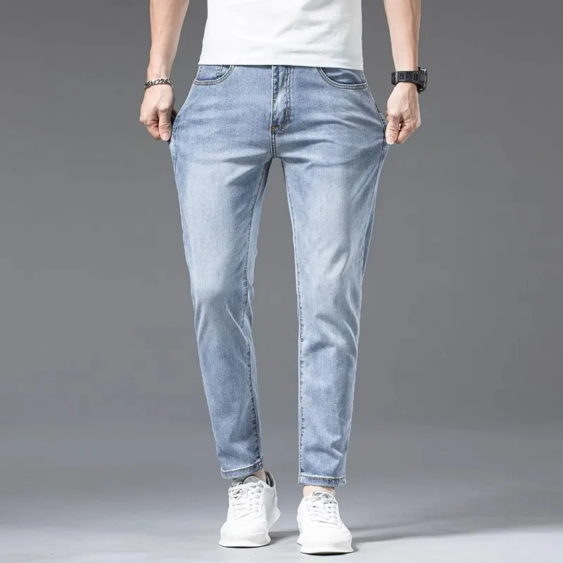 

2026 Men's Slim fit Denim Pants Quality Casual Fashion Tight Cut Blue Gray Other Colors to Choose From