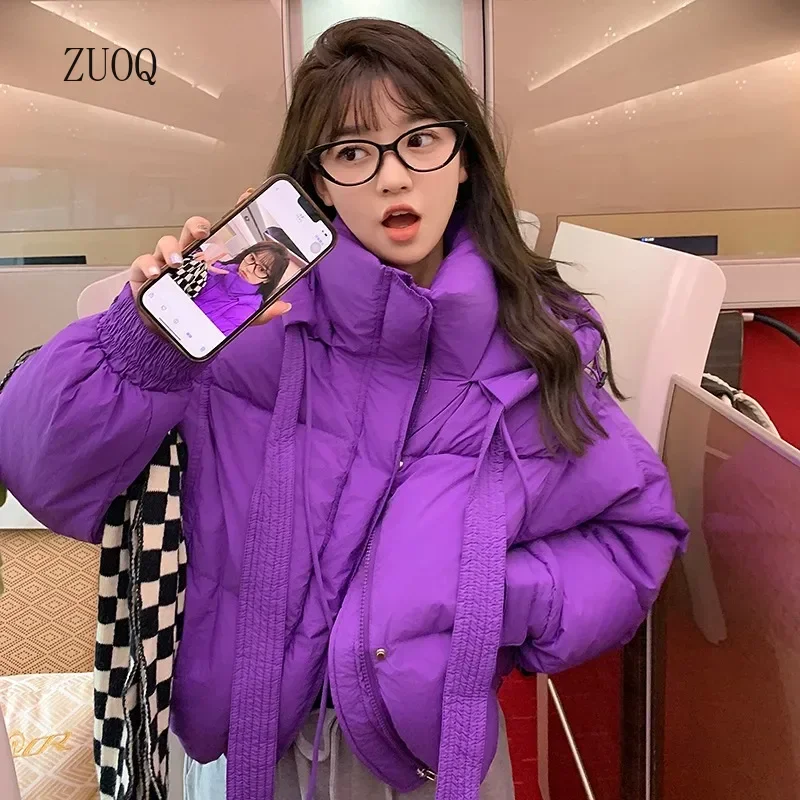 

Новинка 2025, осенне-зимние парки, женское пальто в корейском стиле с капюшоном и длинными рукавами, однотонная офисная хлопковая куртка, женская