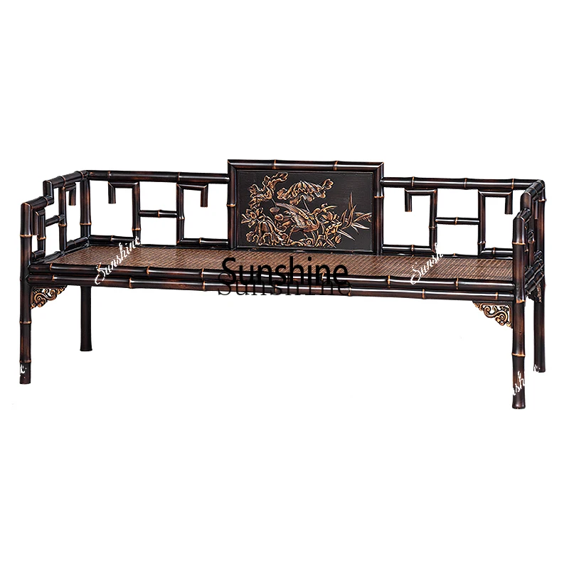 Bamboo chair Chinese bench living room Longzhu Ming style retro backrest official hat chair classicalX