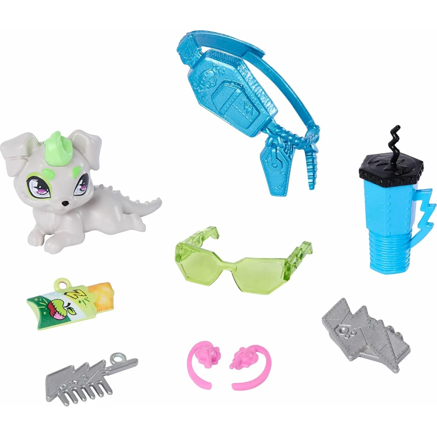 2026년 신제품 오리지널 매텔 몬스터 하이 인형 프랭키 스타인 크롭 스웨터와 블랙 인조 가죽 치마 애완견 장난감 소녀용 JHK31