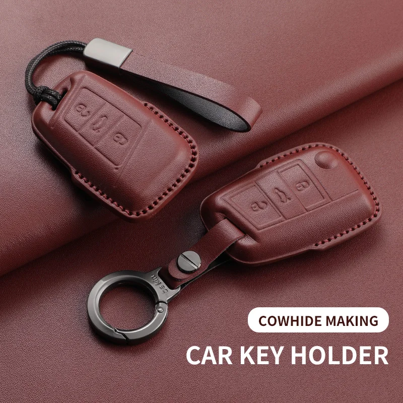 

For Volkswagen VW Polo Golf7 MK7 Tiguan Passat B5 B6 B7 Golf4 5 6 MK6 Jetta Lavida Skoda Leather Car Key Case Cover Bag Keychain