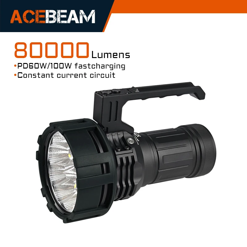 ACEBEAM X75 Max 80,000 High Lumens Brightest Flashlight, USB PD60W-100W Fast Charging Flashlight with 1150 Meters Beam Throw