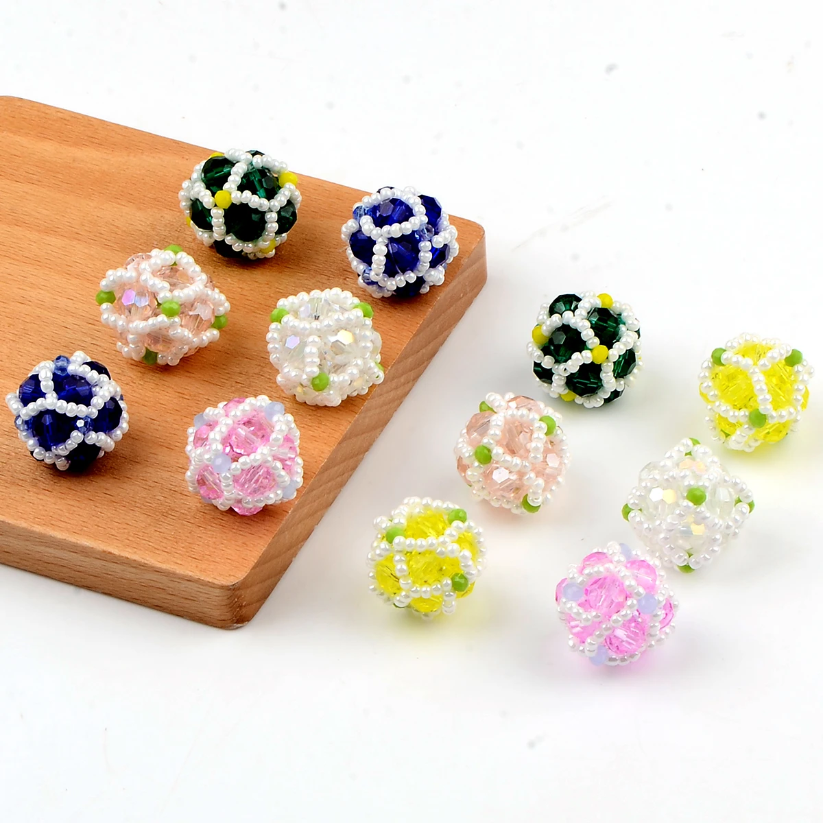 4PCS Hand-woven rice beads Creative polygonal acrylic round beads for jewelry making Charm DIY Bracelet Necklace Accessories