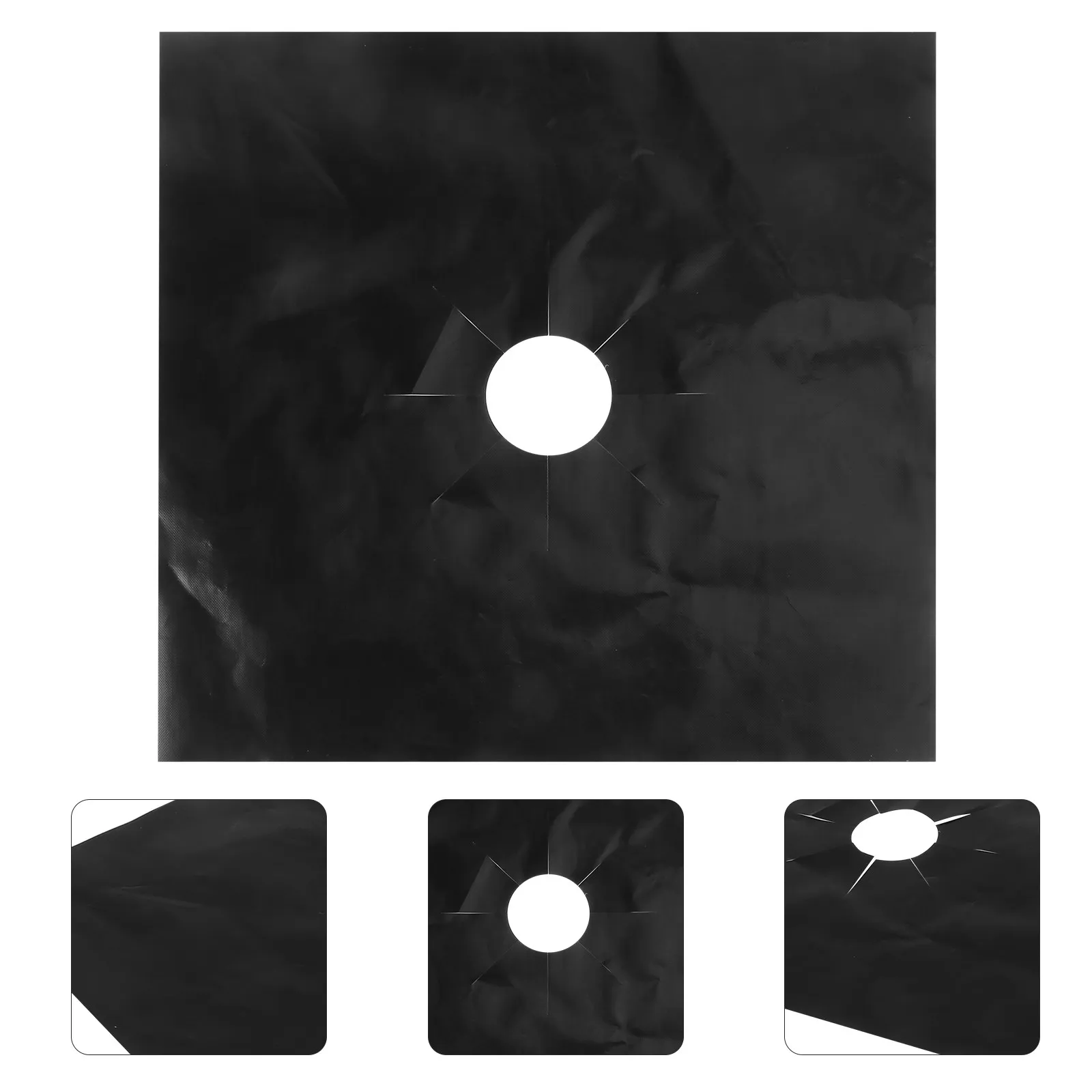 4Pcs Reusable Gas Hob Liner Sheets Heavy Duty Oven Protector for Gas Cookers Flame Cutout Non Stick Spill Proof Silver