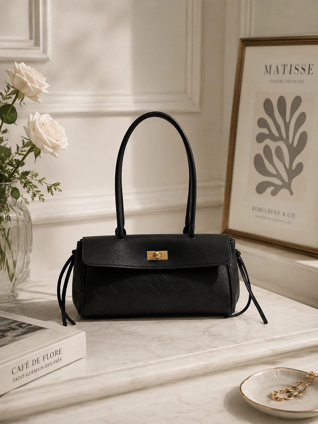 東西ショルダーバッグ女性用ホワイトキルティングPUレザーゴー - Luxury Bags Quiet のレビューと価格