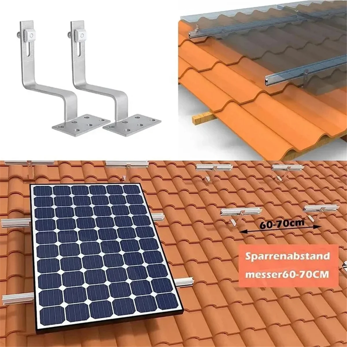 Монтажный кронштейн для солнечной панели, аксессуары, набор крючков для глазурованной плитки на крышу, фотогальванический кронштейн для установки, Оловянная черепица на крышу