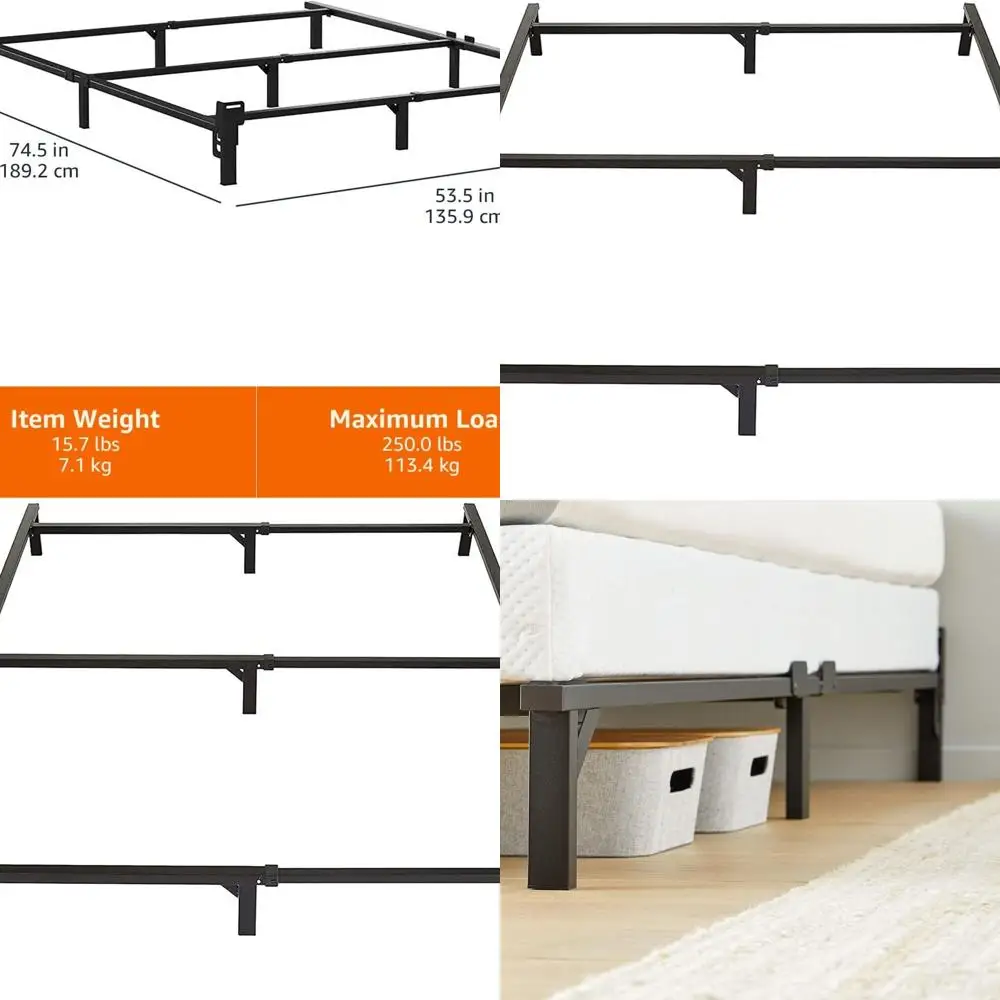 

Full Size Metal Bed Frame with 9-Leg Support, Requires Box Spring, Easy Assembly, Black Finish