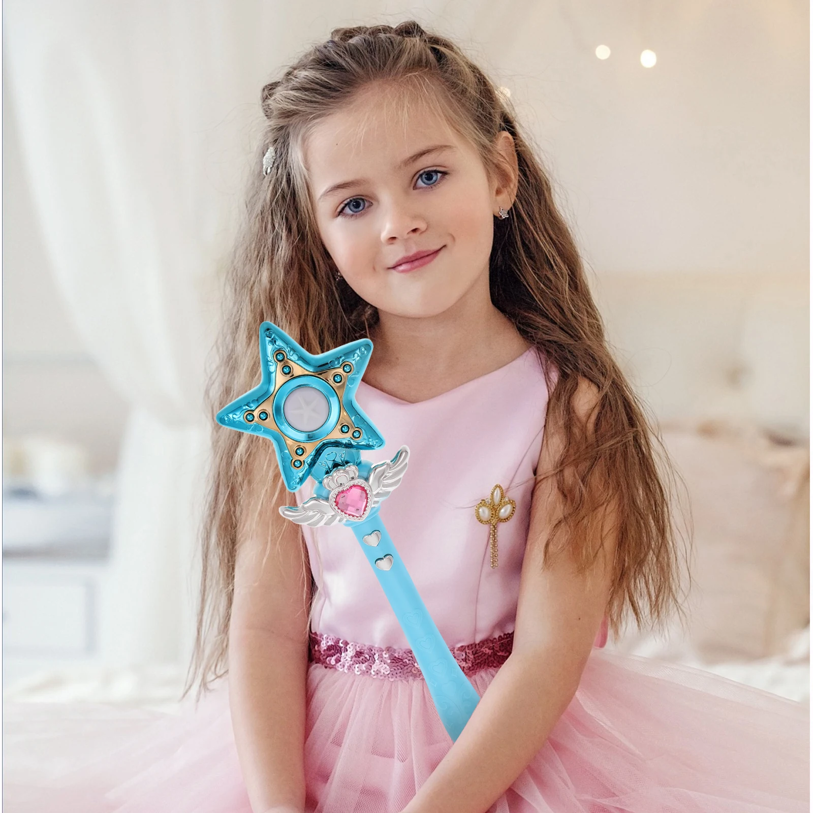 

Music Child Toys Angel Costume Accessories Fairy Light up Children’s Sky-blue Childrens Wands for Girls