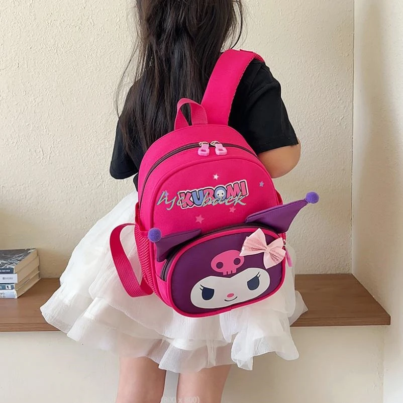 Linda Kuromi Melody mochila para crianças, bolsa de escola dos desenhos animados para meninos e meninas, mochila escolar do jardim de infância, mochila, moda boutique