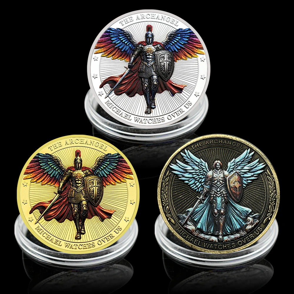 

St Michael Archangel Commemorative Coin Gold/Silver/Bronze Plated Collectibles Souvenir gift Christian Challenge Coin