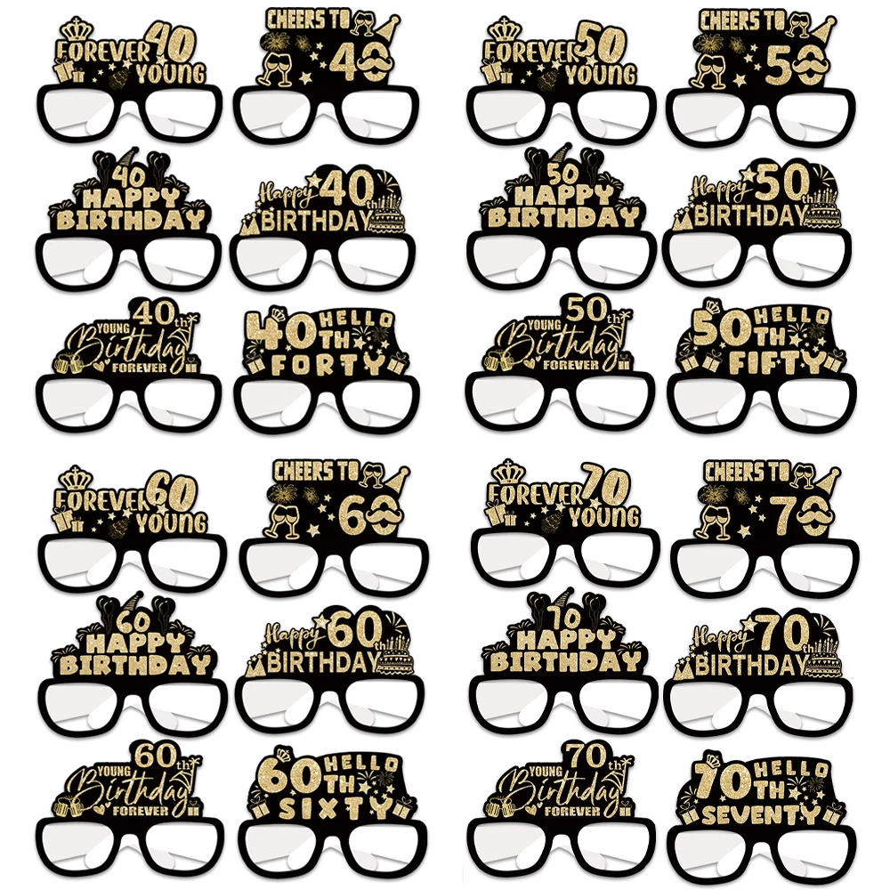 30th 40th 50th 60th Birthday Party Photo Glasses Photo Booth Prop Novelty Party Eyeglasses for 30 Years Birthday Party Supplies