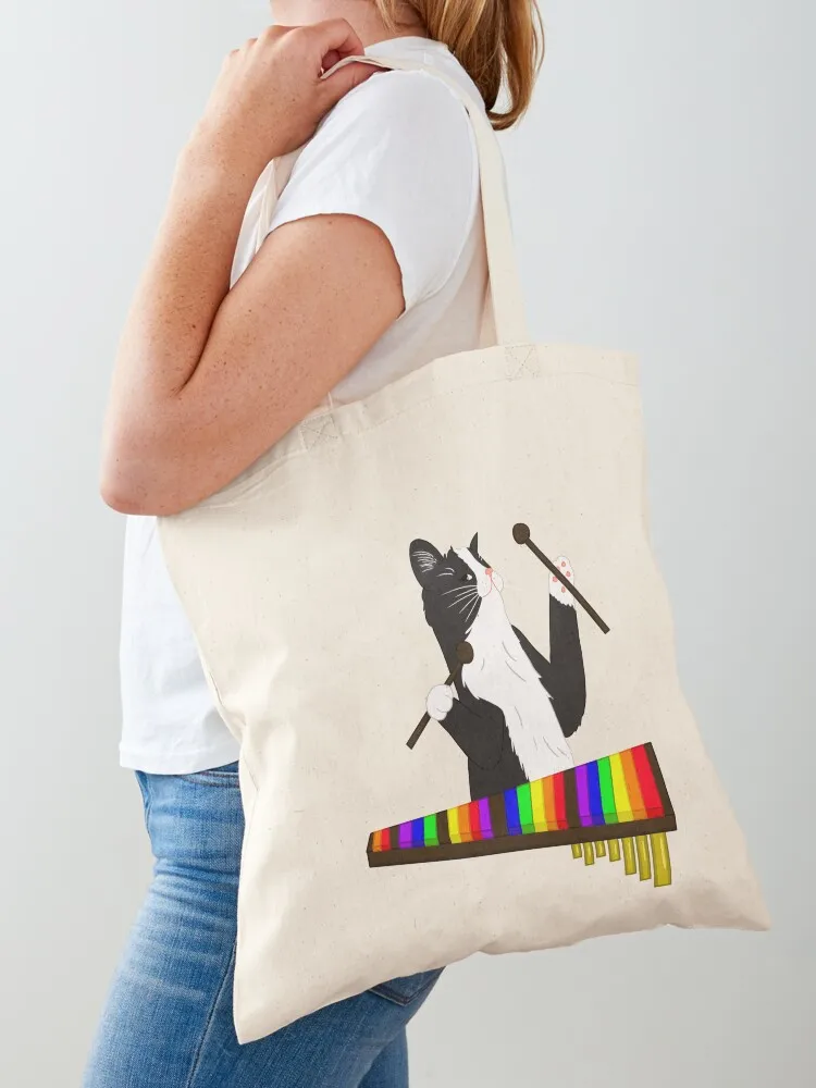 

Xylophone Cat Tote Bag custom bags Woman shopper bag Canvas shoulder bag tote men's