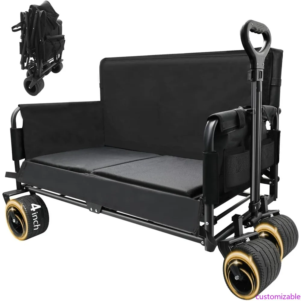 

Folding Wagon Cart with 240L Capacity, 560LBS Load Capacity, 3-in-1 Heavy Duty for Sports and Grocery Hauling