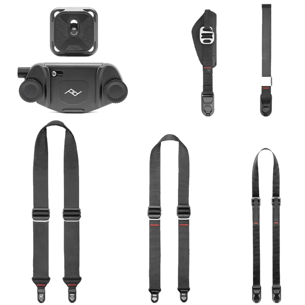 Camera with camera clip captures V3 black strap strap