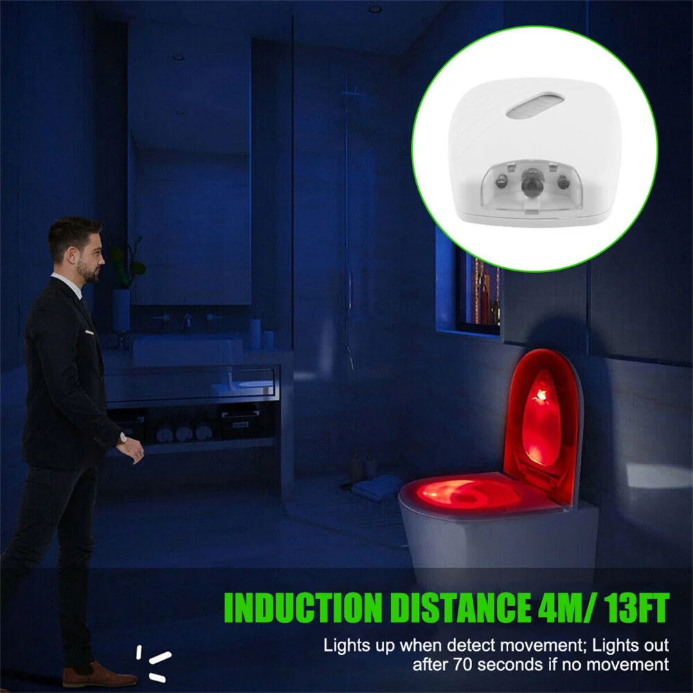 Motion Activated Toilet Night Light PIR Motion Sensor LED Night Light 2 Colors Changing Bathroom Toilet Nightlight