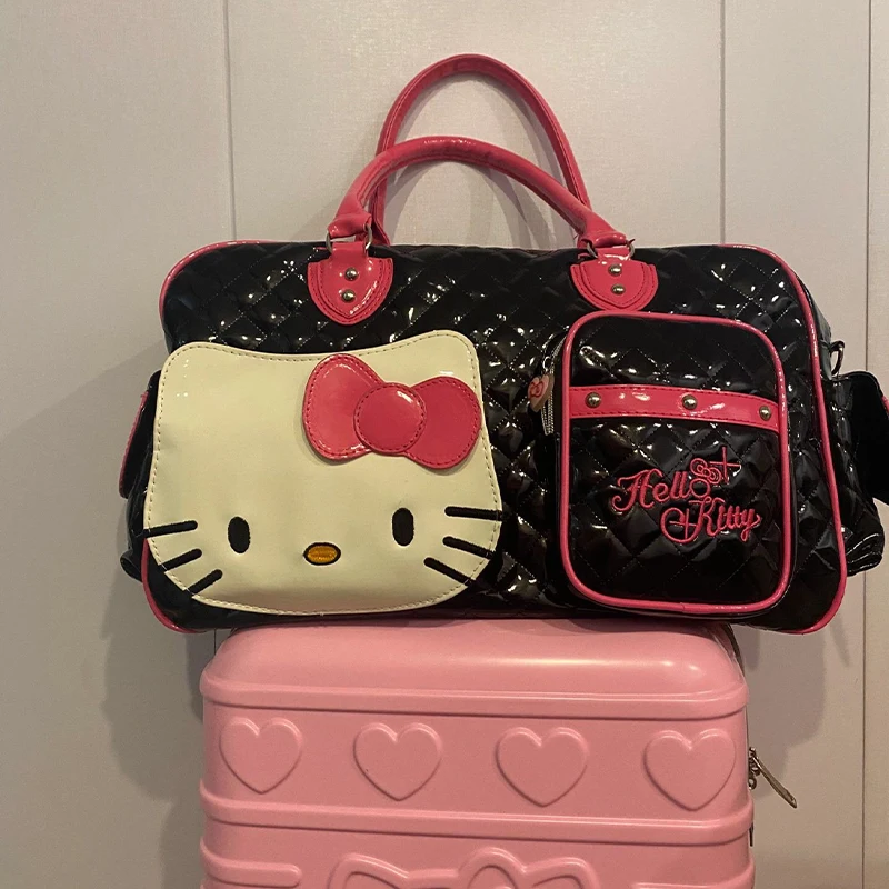 Cute Sanrio Hello Kitty Fashion Handbag Y2K Sweet Spicy Girl Style Large Capacity Pu Leather Crossbody Bag Gothic Style Bag Gift