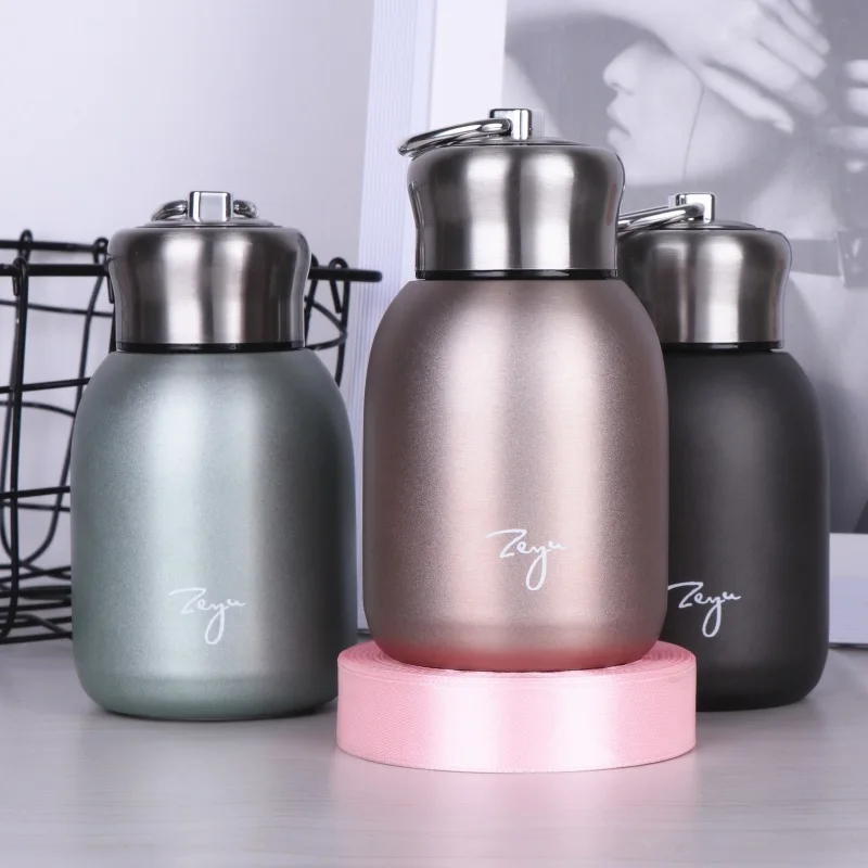 1Pc 300ML Fashion Mini Coffee Vacuum Flasks Lovely Stainless Steel Thermos Portable Travel Water Bottle With Lid Cups