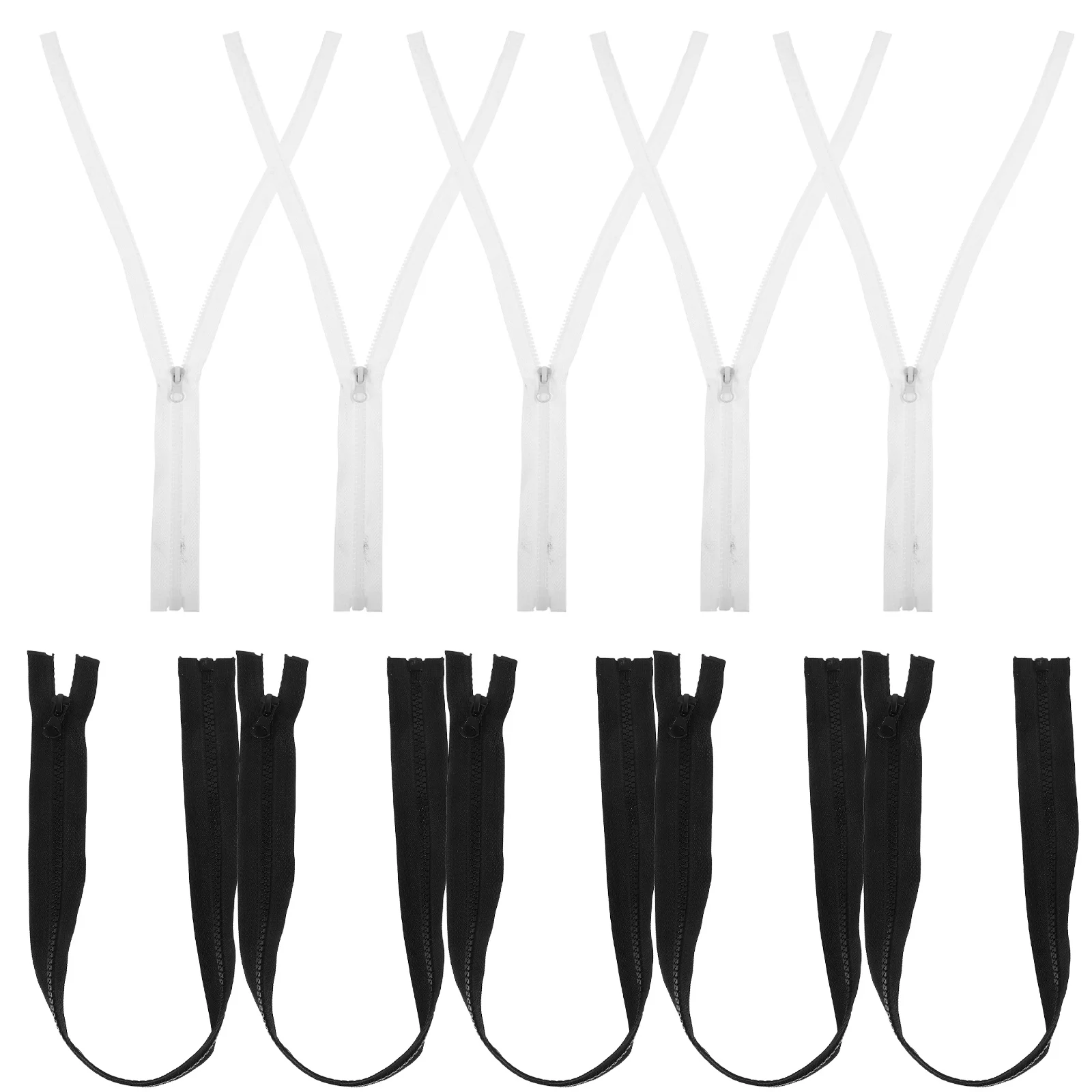 

10Pcs Household Multi-Function Resin Coat Zippers Long Separating Zipper Replacement Sewing Supply Open Ended Zips for Jackets