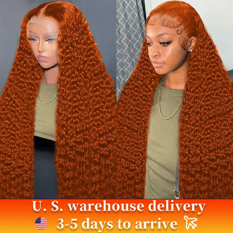 Orange Ginger Lace Front Wig Curly Human Hair Wigs For Women 30Inch Deep Wave Frontal Wig 13x4 13x6 HD Lace Front Human Hair Wig