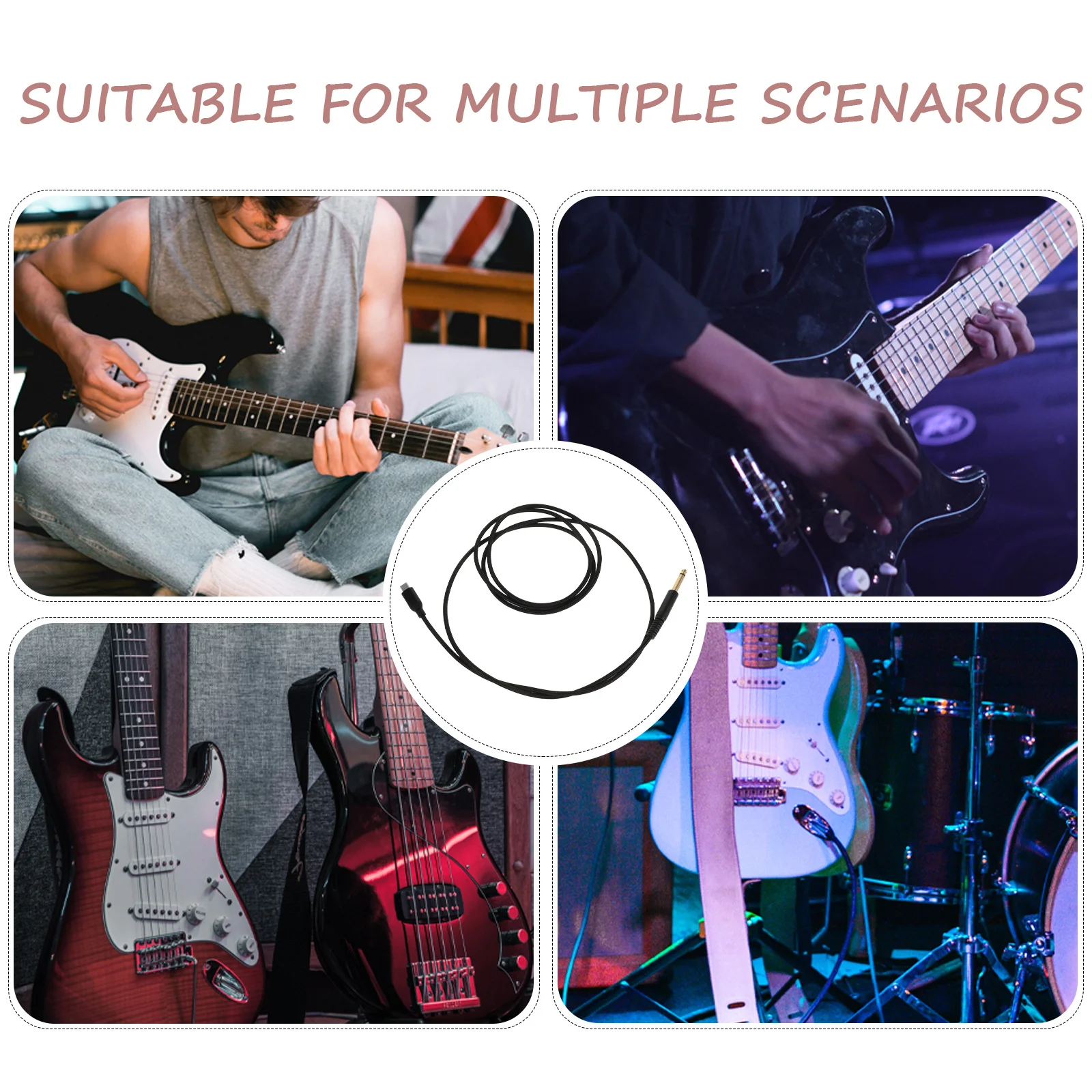 USB Type-C إلى 6.35 مللي متر كابل الصوت أداة المدمج في رقاقة مستقرة واضح كابل تسجيل الصوت لأسلاك الغيتار الغيتار #6