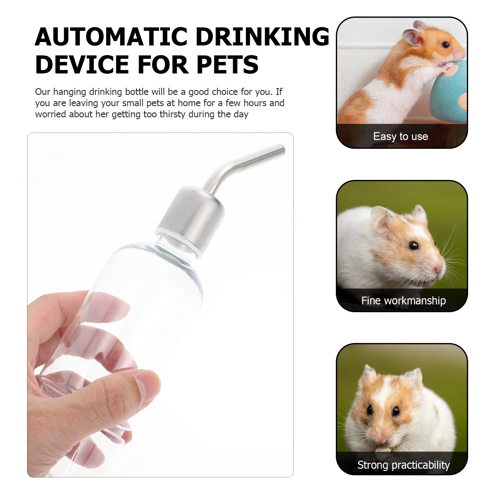 

2 PCS Rabbit Drinking Bottle Water Cage Dispenser for Birds Guinea Pig Food Feeder Hamster Pets Bunny Hedgehog Bowl Where