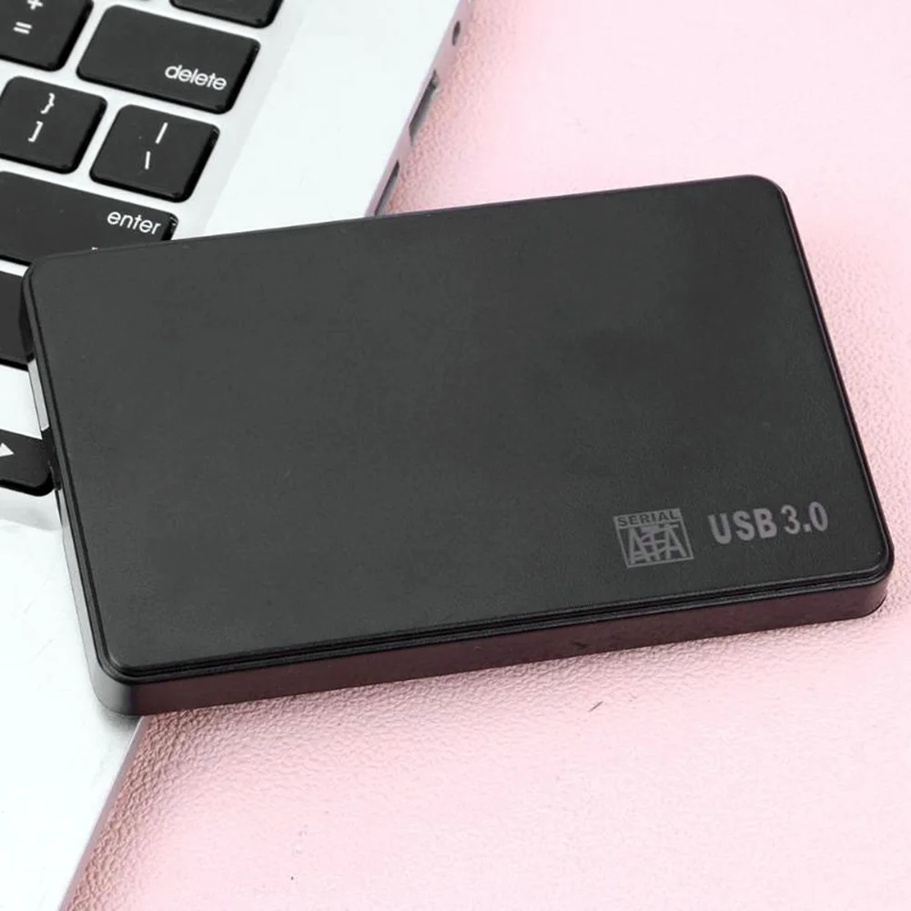 Plastic USB 2.0/3.0 Enclosure External 2.5 inch SATA SSD HDD Adapter Mobile Box HDD Case with USB Cable Pouch New