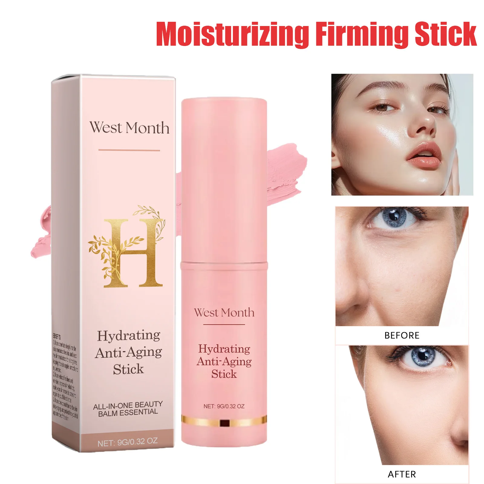 Bálsamo Hidratante Multiuso em Bastão: Bálsamo Antirrugas com Colágeno para Firmeza, Lifting e Iluminação da Pele Opaca Facial - Cuidado Hidratante para a Pele