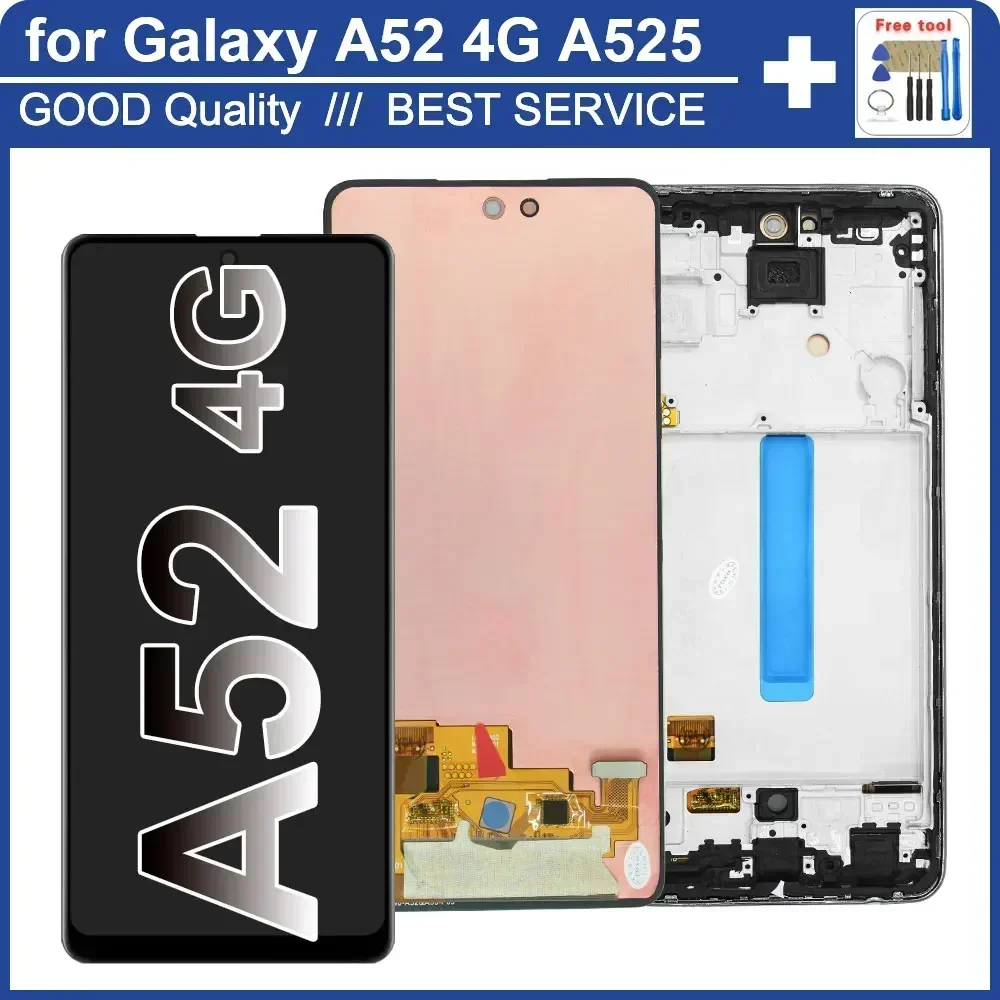 

AMOLED LCD for Samsung Galaxy A52 4G LCD Display A525F A525M Touch Screen Assembly Replacement for Samsung A525 A525F A525M LCD