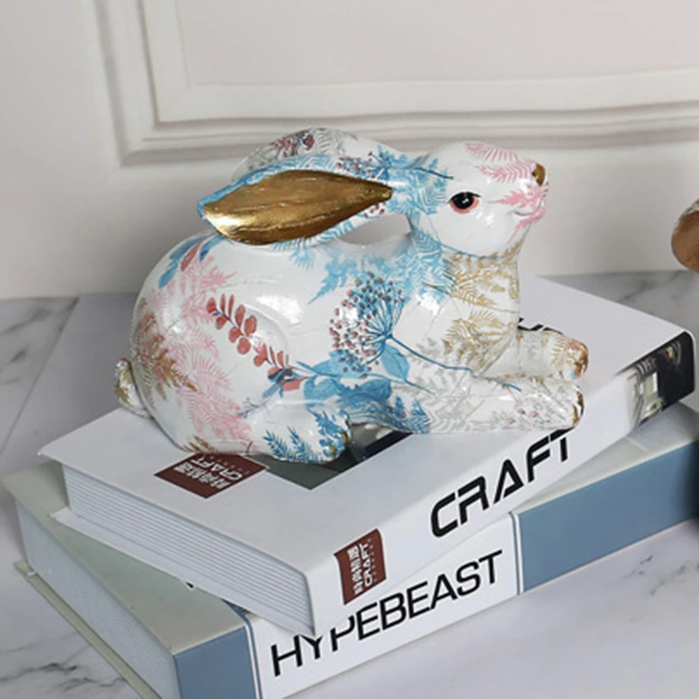 

Rabbit Statue Creative Bunny Figurines Resin Rabbit Decoration Easter Bunny Ornament for Home Office Desktop