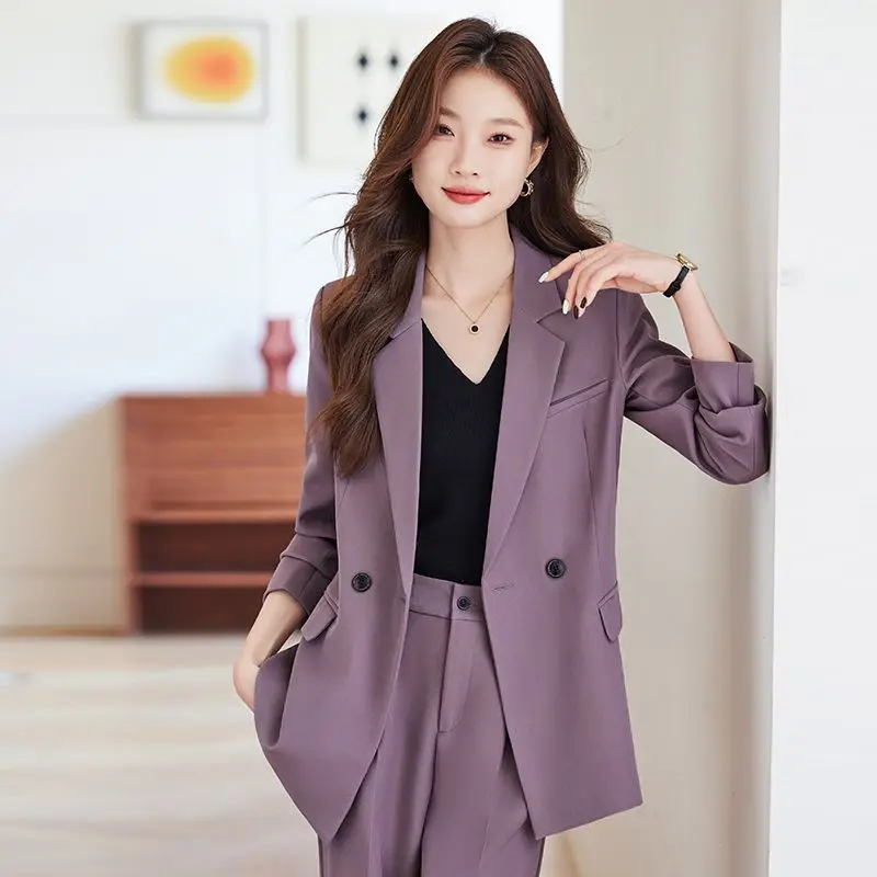 

Insozkdg Office Trouser Suit Purple Outfit Professional Two Piece Set Pants for Women Blazer and Baggy Pant Two Piece Set Womens